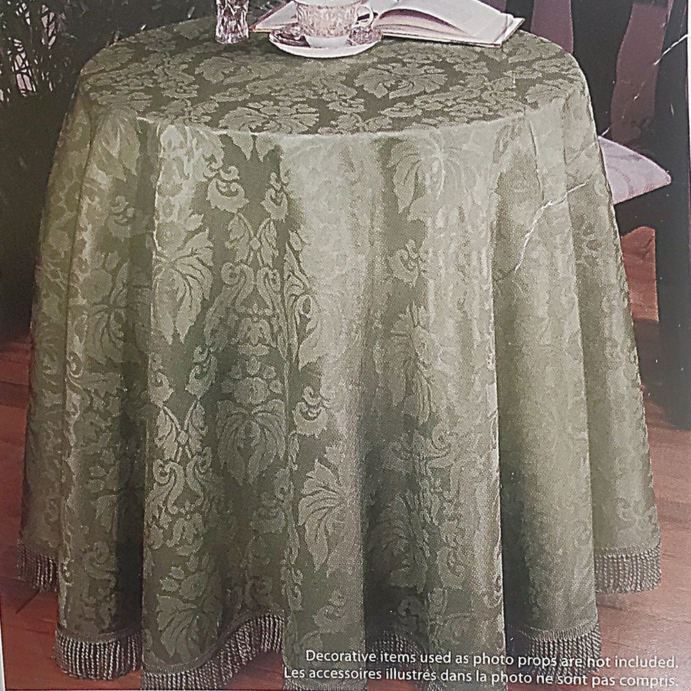 New - Elegant Green Patterned Round Table Cloth